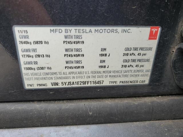 5YJSA1E29FF116457 - 2015 TESLA MODEL S GRAY photo 12