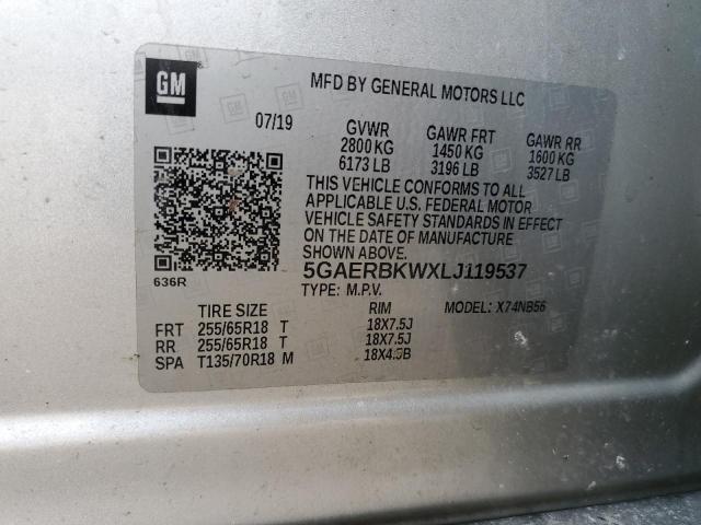 5GAERBKWXLJ119537 - 2020 BUICK ENCLAVE ESSENCE 银色 照片 13