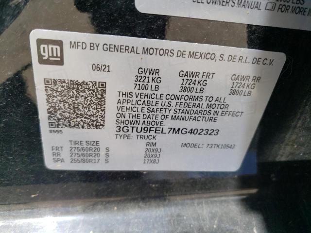 3GTU9FEL7MG402323 - 2021 GMC SIERRA K1500 DENALI BLACK photo 12