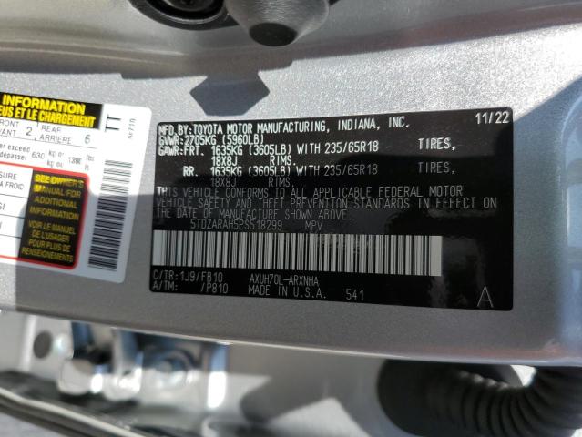 5TDZARAH5PS518299 - 2023 TOYOTA HIGHLANDER HYBRID LE SILVER photo 13