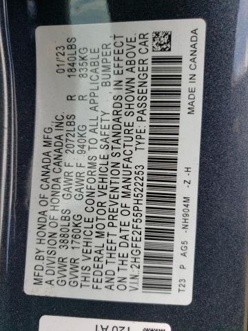 2HGFE2F55PH522253 - 2023 HONDA CIVIC SPORT 灰色 照片 12