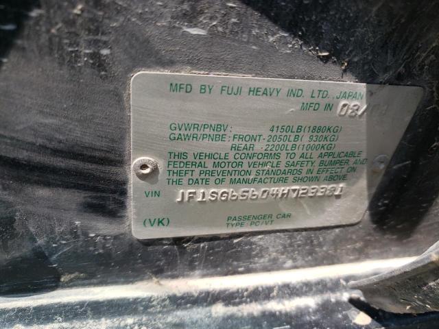 JF1SG65604H723381 - 2004 SUBARU FORESTER 2.5XS Negro foto 12