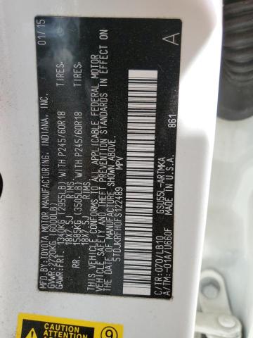 5TDJKRFH0FS122489 - 2015 TOYOTA HIGHLANDER XLE 白色 照片 13