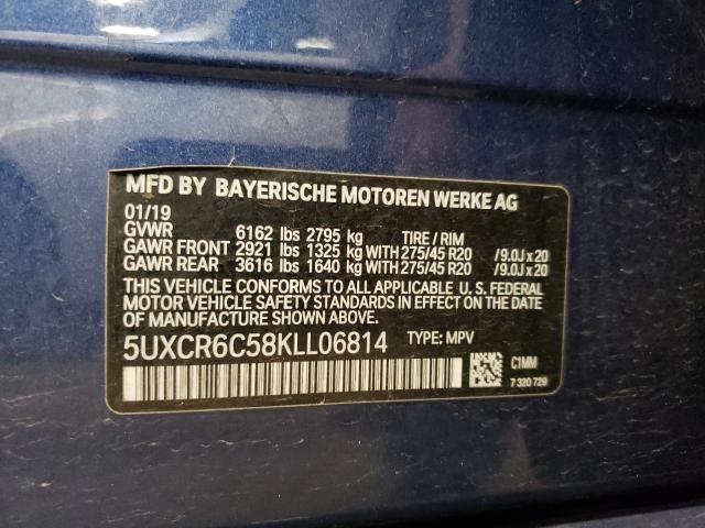 5UXCR6C58KLL06814 - 2019 BMW X5 XDRIVE40I BLUE photo 14