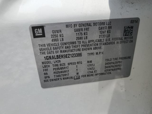 1GNALBEK9EZ123386 - 2014 CHEVROLET EQUINOX LT CREAM photo 13