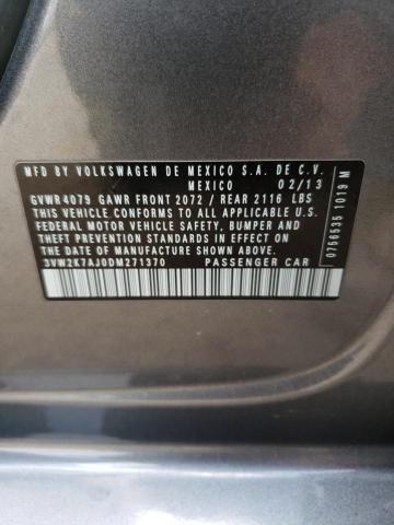 3VW2K7AJ0DM271370 - 2013 VOLKSWAGEN JETTA BASE رمادي صورة 12