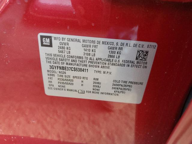 3GYFNBE37CS638411 - 2012 CADILLAC SRX PERFORMANCE COLLECTION Қызыл фото 13
