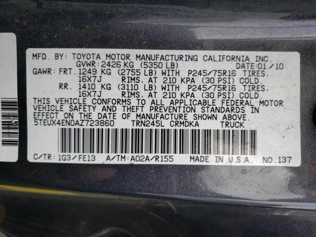 5TEUX4EN0AZ723860 - 2010 TOYOTA TACOMA ACCESS CAB Boz foto 12