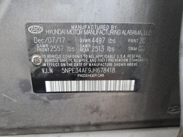 5NPE34AF9JH678418 - 2018 HYUNDAI SONATA SPORT رمادي صورة 12