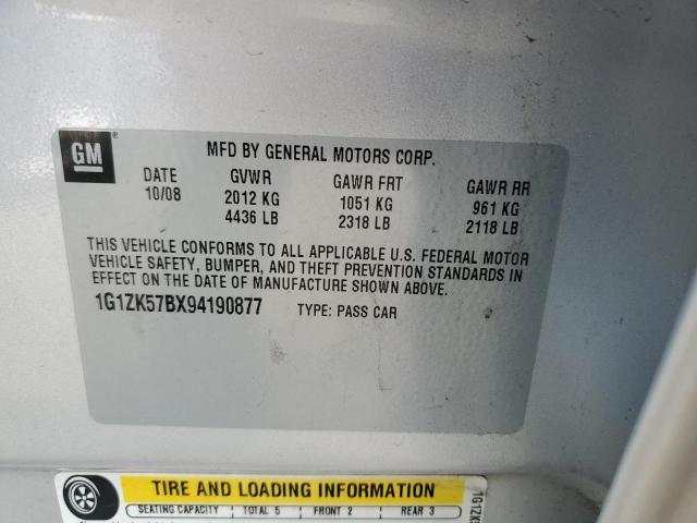 1G1ZK57BX94190877 - 2009 CHEVROLET MALIBU LTZ ვერცხლისფერი ფოტო 13