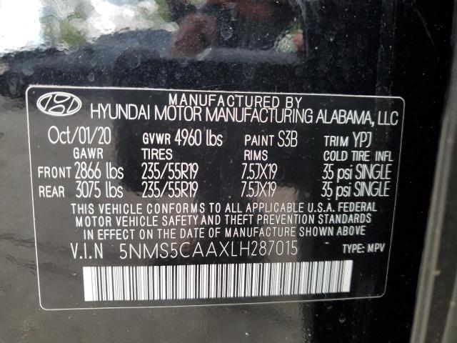 5NMS5CAAXLH287015 - 2020 HYUNDAI SANTA FE LIMITED BLACK photo 14