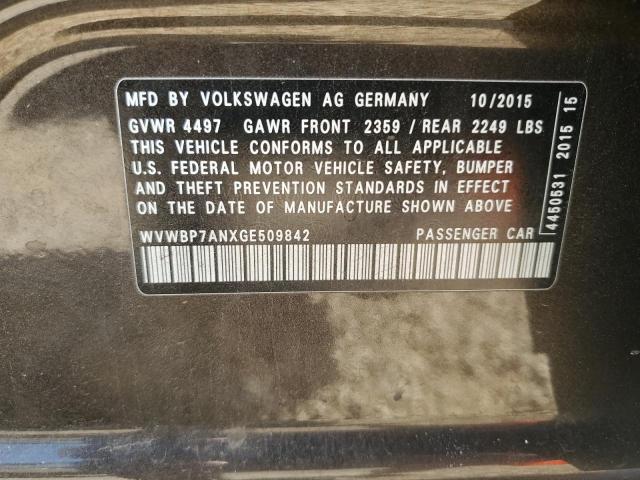 WVWBP7ANXGE509842 - 2016 VOLKSWAGEN CC BASE BROWN photo 12