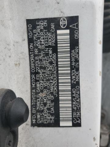 JTDKN3DUXA0244586 - 2010 TOYOTA PRIUS WHITE photo 12