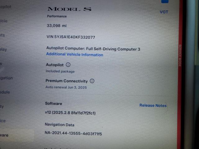 5YJSA1E40KF332077 - 2019 TESLA MODEL S BLUE photo 9