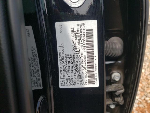 1HGCV3F53NA028607 - 2022 HONDA ACCORD HYBRID EXL CHARCOAL photo 12