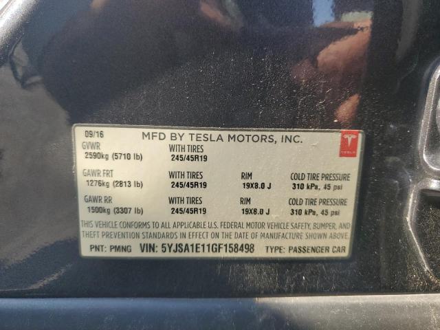 5YJSA1E11GF158498 - 2016 TESLA MODEL S GRAY photo 12