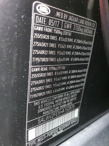 SALWV2FE5HA152879 - 2017 LAND ROVER RANGE ROVE AUTOBIOGRAPHY BLACK photo 13