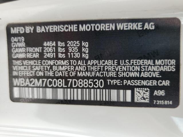 WBA2M7C08L7D88530 - 2020 BMW 230I WHITE photo 12