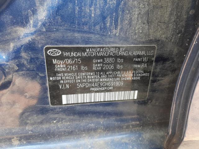 5NPDH4AE9GH691909 - 2016 HYUNDAI ELANTRA SE BLUE photo 12