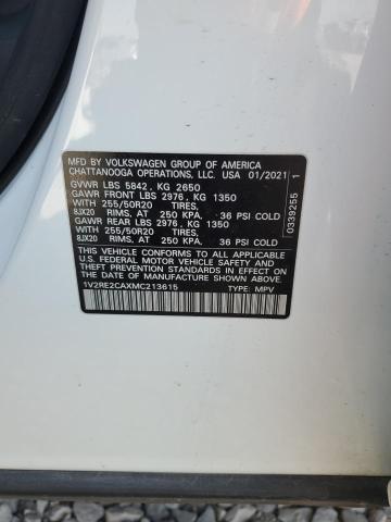 1V2RE2CAXMC213615 - 2021 VOLKSWAGEN ATLAS CROS SE WHITE photo 13