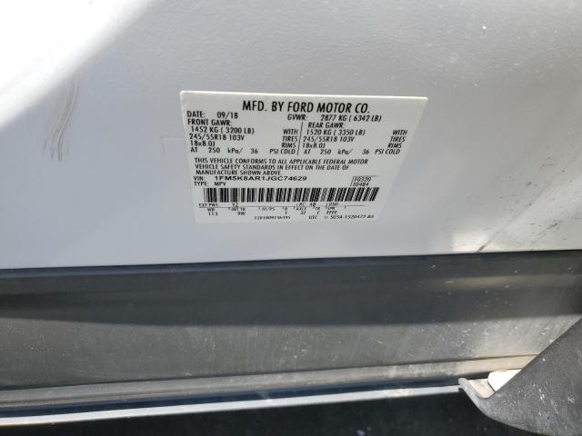 1FM5K8AR1JGC74629 - 2018 FORD EXPLORER POLICE INTERCEPTOR WHITE photo 12