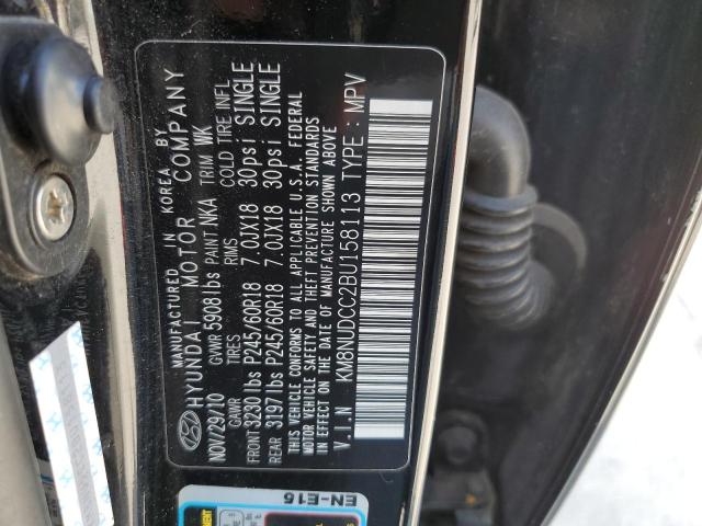 KM8NUDCC2BU158113 - 2011 HYUNDAI VERACRUZ GLS BLACK photo 12