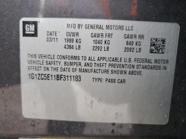 1G1ZC5E11BF311183 - 2011 CHEVROLET MALIBU 1LT 灰色 照片 12