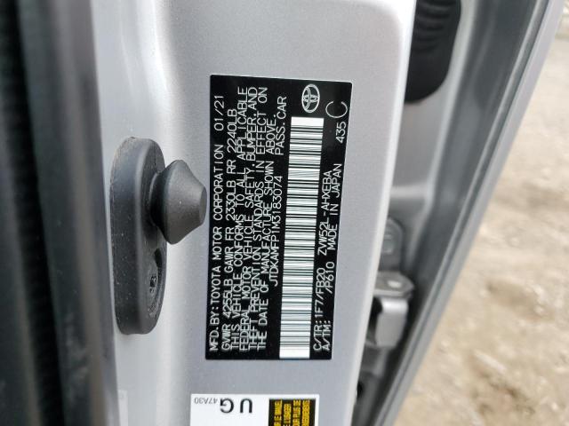 JTDKAMFP1M3183074 - 2021 TOYOTA PRIUS PRIM LE 银色 照片 12