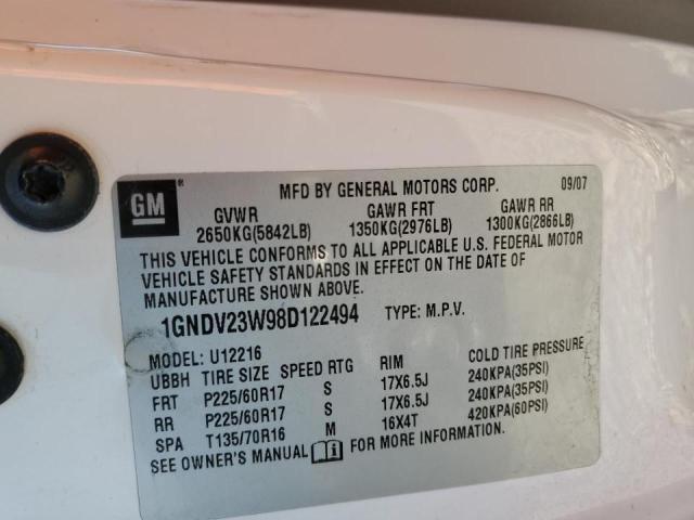 1GNDV23W98D122494 - 2008 CHEVROLET UPLANDER LS 白色 照片 13