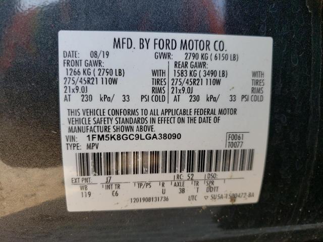 1FM5K8GC9LGA38090 - 2020 FORD EXPLORER ST GRAY photo 12