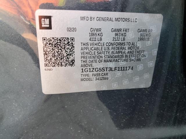 1G1ZG5ST3LF111174 - 2020 CHEVROLET MALIBU RS Սև լուսանկար 12