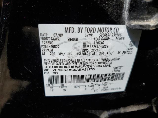 2FMDK3AC0ABA21755 - 2010 FORD EDGE SPORT BLACK photo 14