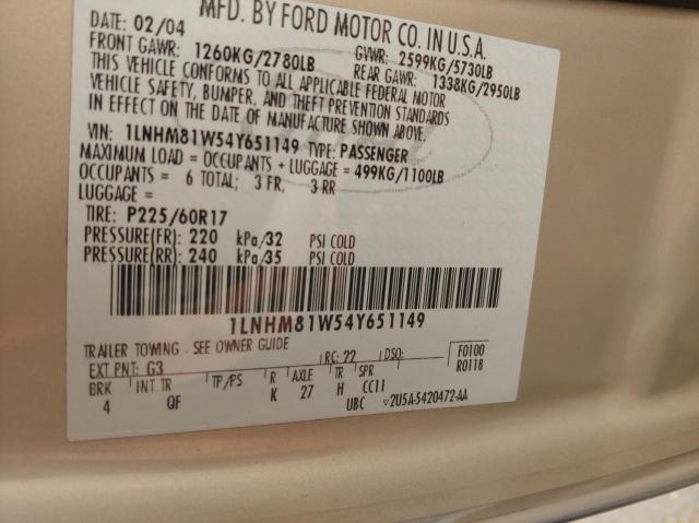 1LNHM81W54Y651149 - 2004 LINCOLN TOWN CAR EXECUTIVE TAN photo 10