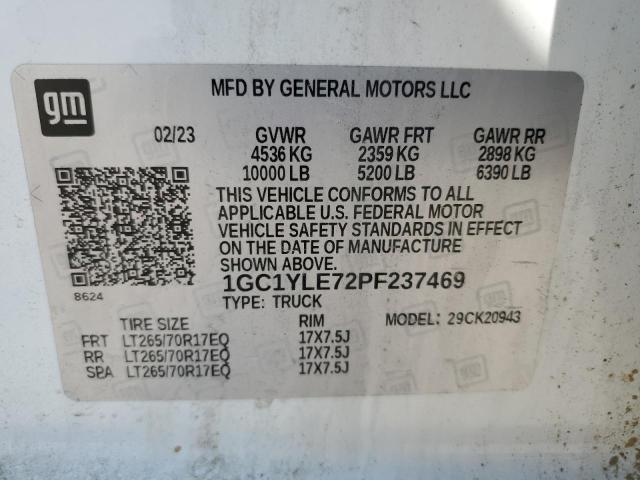 1GC1YLE72PF237469 - 2023 CHEVROLET SILVERADO K2500 HEAVY DUTY WHITE photo 13