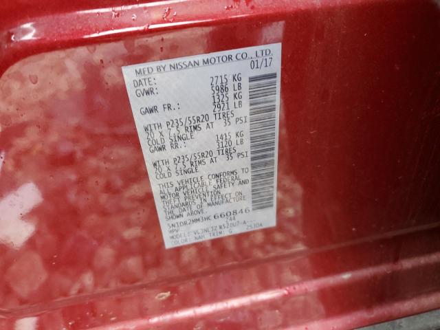 5N1DR2MM3HC660846 - 2017 NISSAN PATHFINDER S RED photo 12