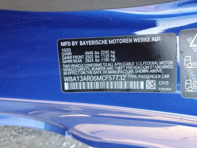 WBA13AR06MCF57732 - 2021 BMW M440XI BLUE photo 12