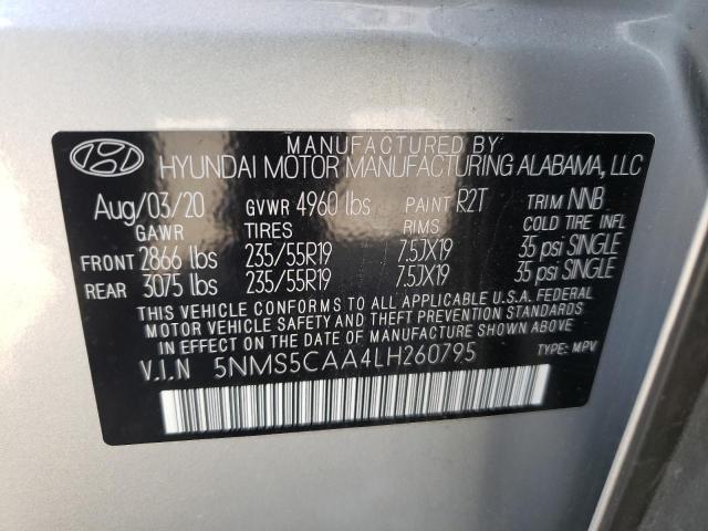 5NMS5CAA4LH260795 - 2020 HYUNDAI SANTA FE LIMITED SILVER photo 13