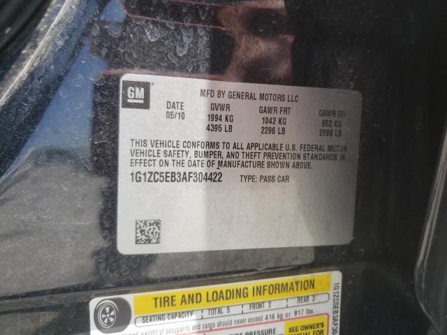 1G1ZC5EB3AF304422 - 2010 CHEVROLET MALIBU 1LT BLACK photo 12