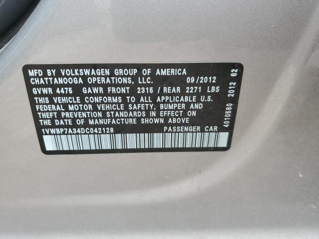 1VWBP7A34DC042128 - 2013 VOLKSWAGEN PASSAT SE SILVER photo 13