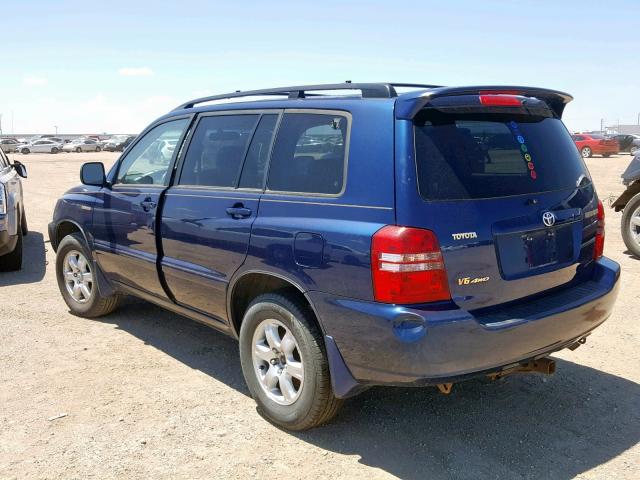 JTEHF21A610010047 - 2001 TOYOTA HIGHLANDER BLUE photo 3