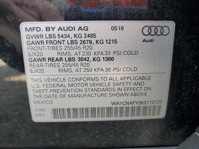 WA1CNAFY0K2112137 - 2019 AUDI Q5 PRESTIGE BLACK photo 13