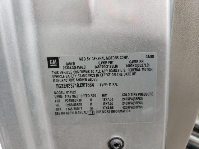 5GZEV33718J267864 - 2008 SATURN OUTLOOK XR SILVER photo 12