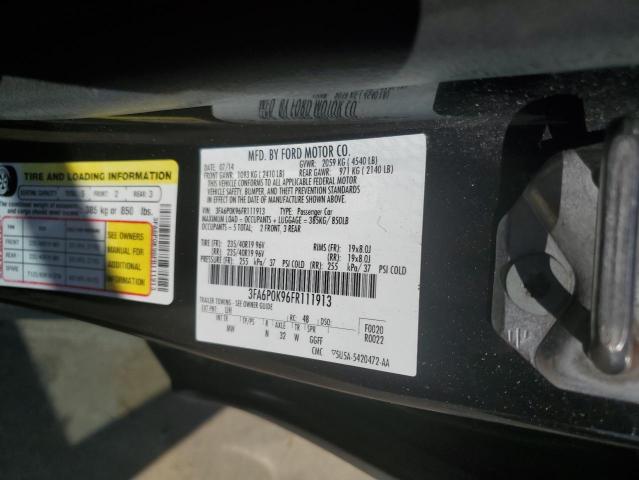 3FA6P0K96FR111913 - 2015 FORD FUSION TITANIUM BLACK photo 12