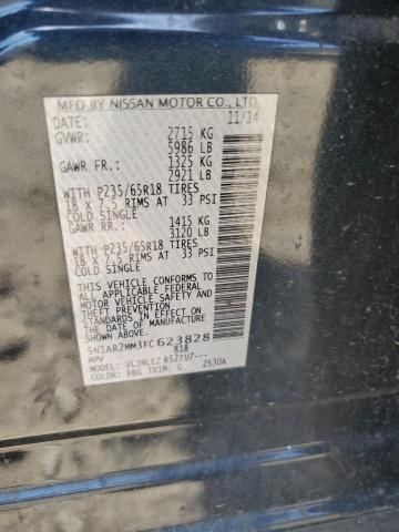 5N1AR2MM3FC623828 - 2015 NISSAN PATHFINDER S BLUE photo 12