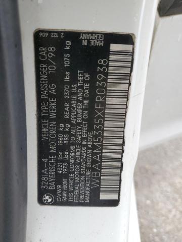 WBAAM5335XFR03938 - 1999 BMW 328 I AUTOMATIC WHITE photo 12