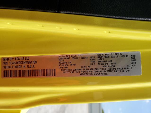 1C4HJXDG5NW264769 - 2022 JEEP WRANGLER U SPORT YELLOW photo 12