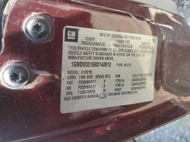 1GNDV33168D142812 - 2008 CHEVROLET UPLANDER LT BURGUNDY photo 13