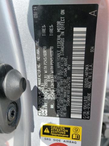 5TDKKRFHXFS047210 - 2015 TOYOTA HIGHLANDER XLE Gümüş foto 13