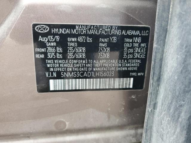 5NMS3CAD1LH156023 - 2020 HYUNDAI SANTA FE SEL TAN photo 13