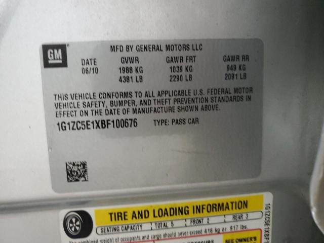 1G1ZC5E1XBF100676 - 2011 CHEVROLET MALIBU 1LT ვერცხლისფერი ფოტო 12